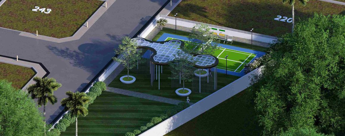 Radiance Highlands – sports court and pergola with seating (artist's impression)